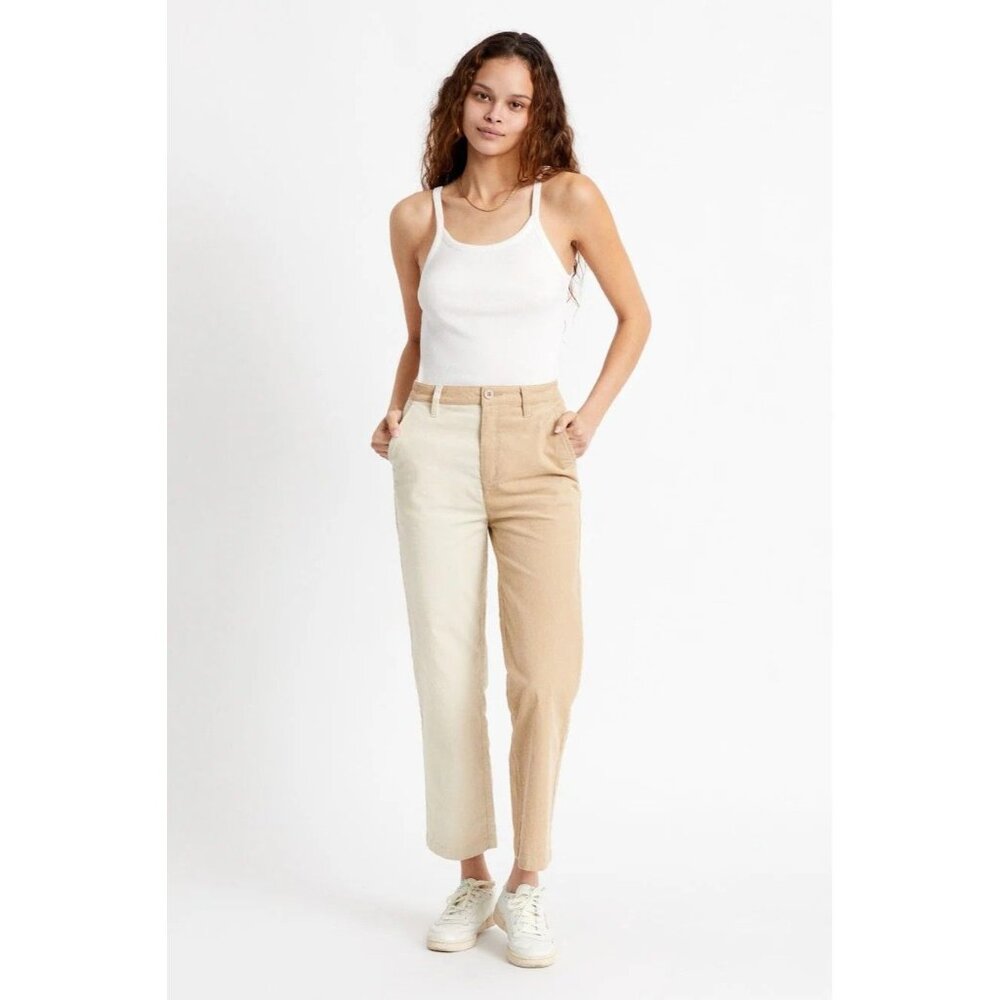 Brixton Womens Two-Tone Cream/Khaki Tan Victory Corduroy Pants Size 26